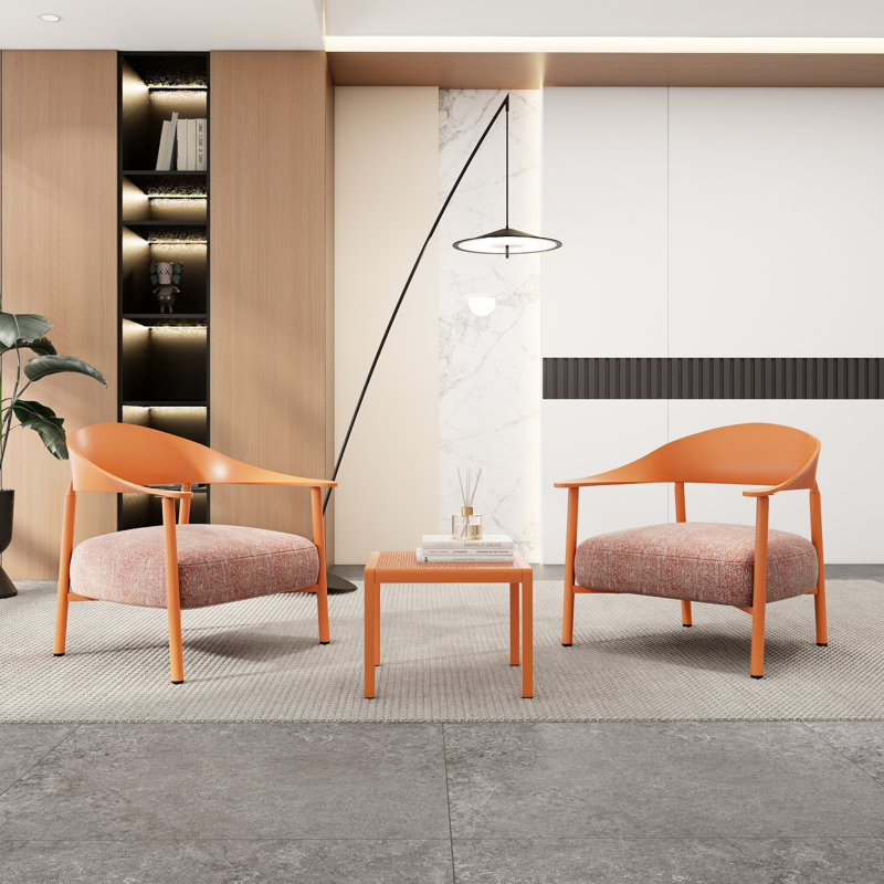 Patio brun abricot avec 2 chaises et une table, siège moelleux, structure antirouille, table basse d'appoint 2 chaises à assemblage rapide, brun, éponge haute, revêtement luxueux, installation