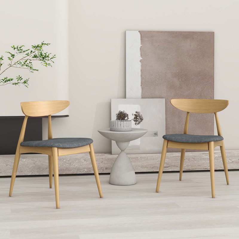 Chaise de salle à manger moderne en bois simple, ensemble de 2, Gris, Naturel