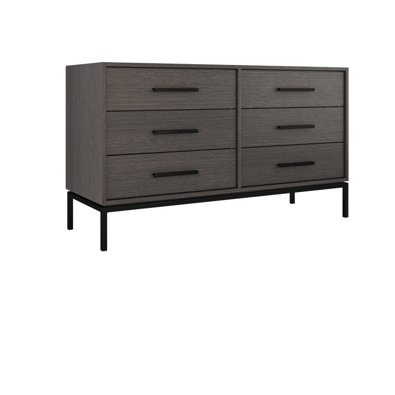 Rift White Oak Double Drawer Bath Vanity, Gray Weathered, Matte Black, 60"