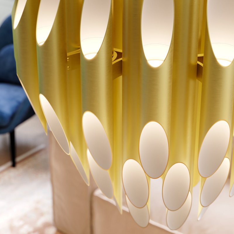 Chimes 90 - Light LED Chandelier, Satin Brass