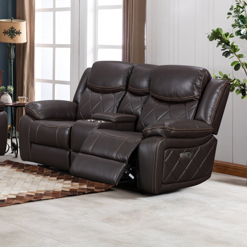 Scelfo 77'' Faux Leather Reclining Loveseat, Brown