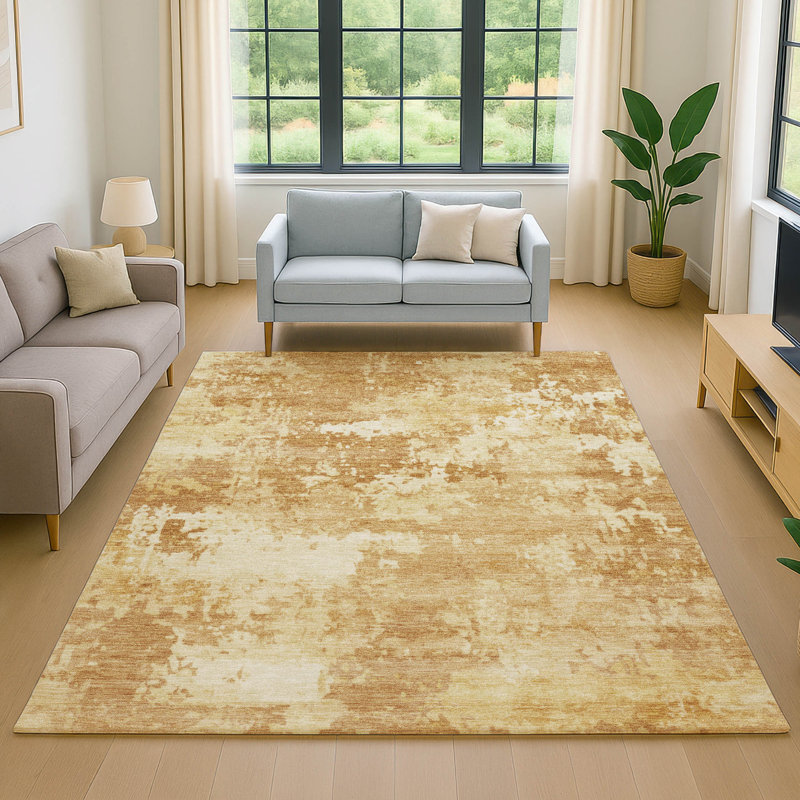 Premium Machine Washable Mayfield AMF2142 abstract Rug, 5' x 7'6", Copper