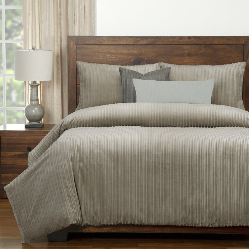 Downy Plush Duvet Cover and Insert Set with Accent Pillows, Twin, Taupe