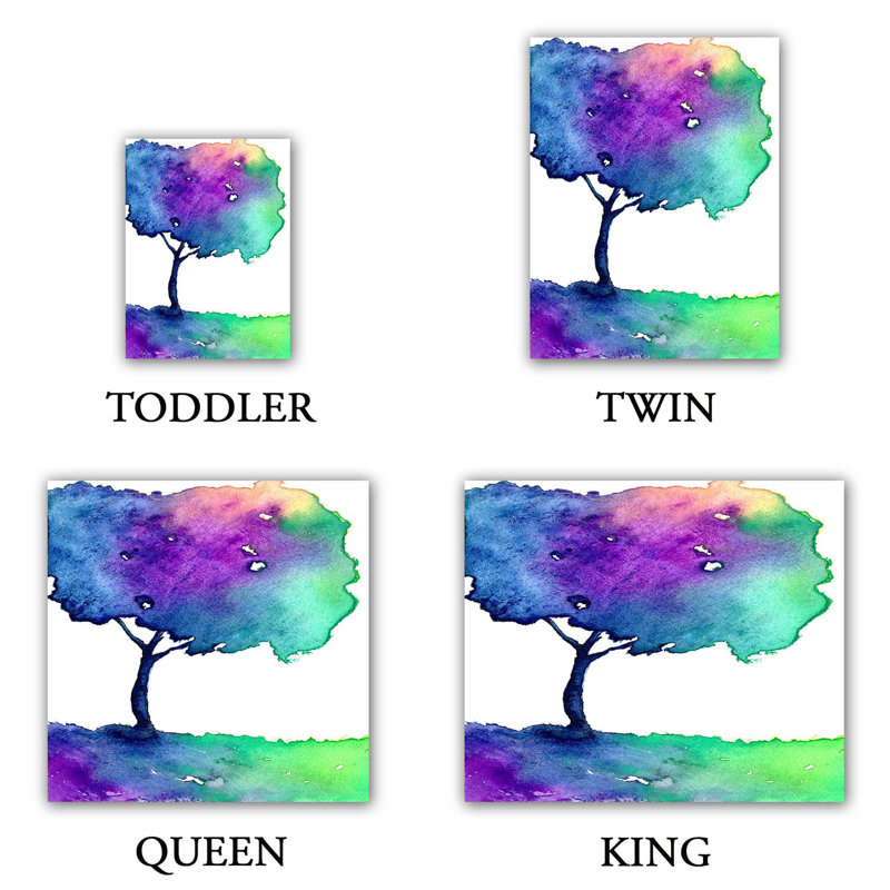Ensemble de housse de couette hue tree ii, 1 housse + 2 taies très grand lit