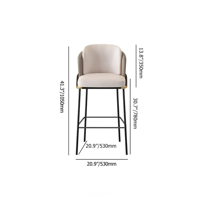 Set Of 4 Modern Bar Stools With Pu Leather Upholstery Beige And Gray