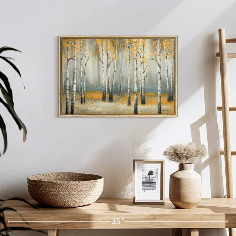 Golden September Birch, Floating Frame Natural Wood, 19" X 13"