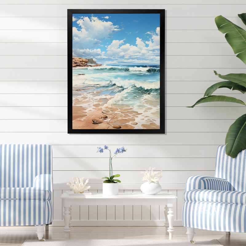 Plage, herbe, paysage, III, Cadre photo noir, H 20 po x l 12 po x P 1 po