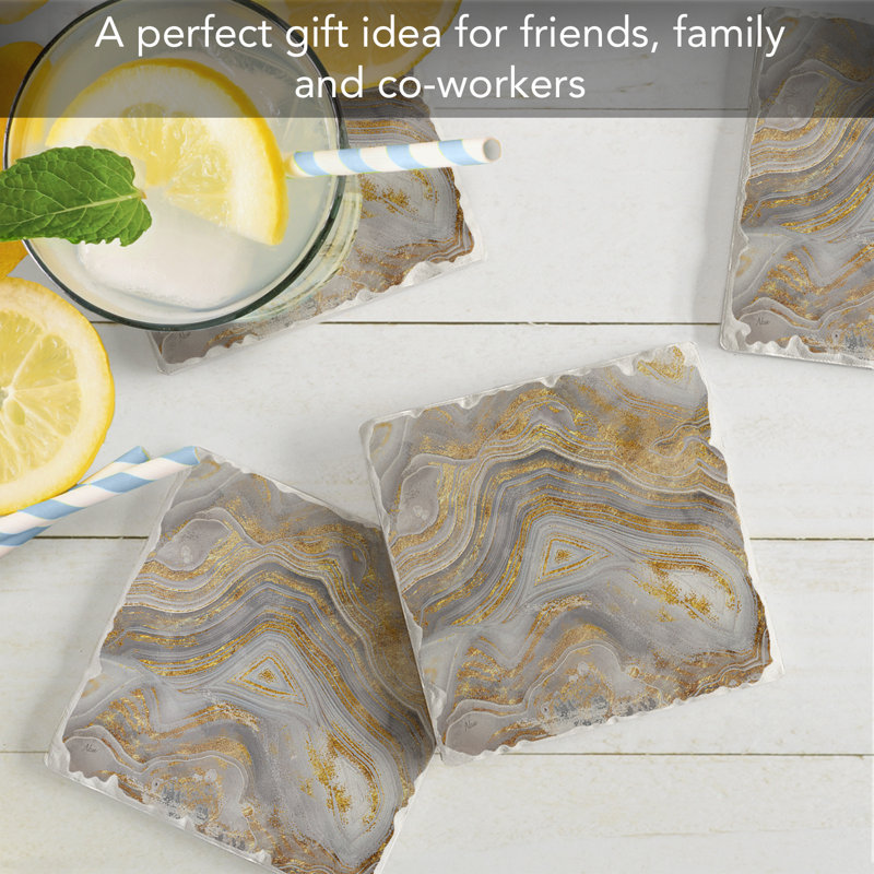 Agate Allure II 4-Pack Tumbled Tile Stone Coasters