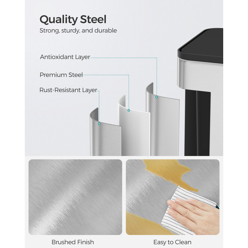 Taeshon Steel Kitchen Trash Can, Grey