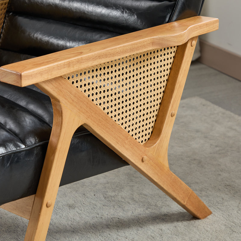 Fauteuil rembourré, Cuir Waldemar noir
