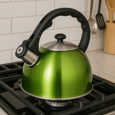 Creative Home 2.8 Qt. Stainless Steel Stovetop Whistling Tea Kettle with Aluminum Capsulated Bottom for Even Heat Distribution