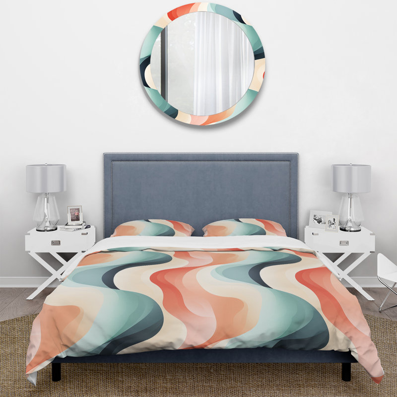 Ensemble de housse de couette à rayures Kainan Contemporary, Housse de couette simple + 1 taie décorative stan