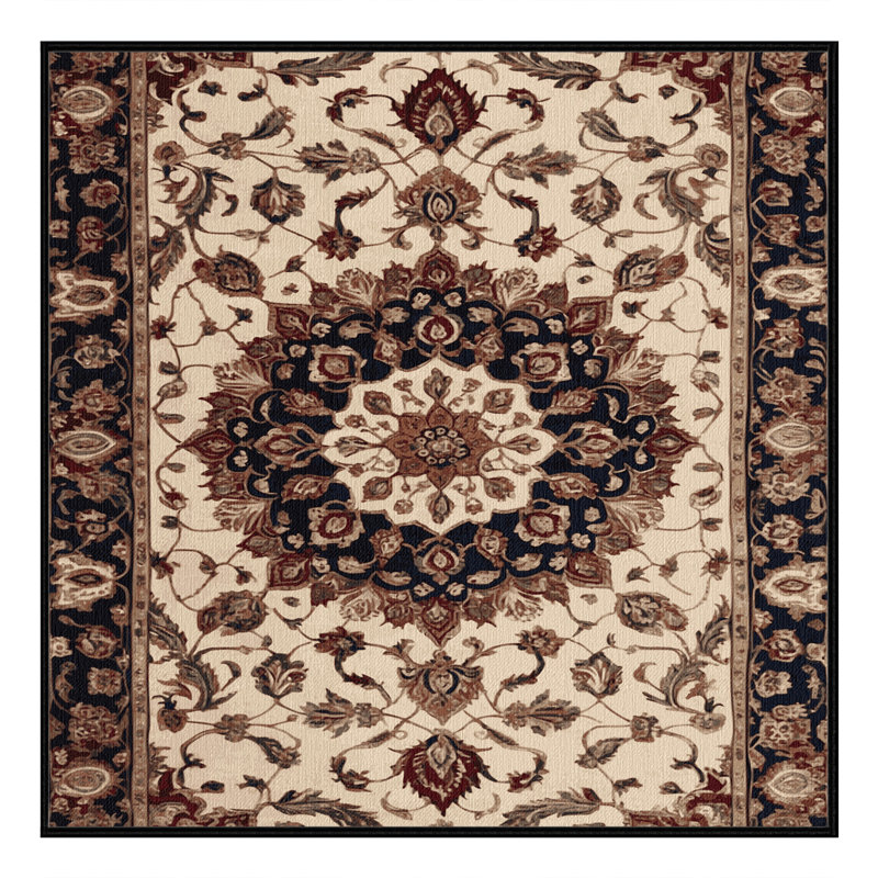 Machine Washable Persian Brown Area Rug, Square 3'
