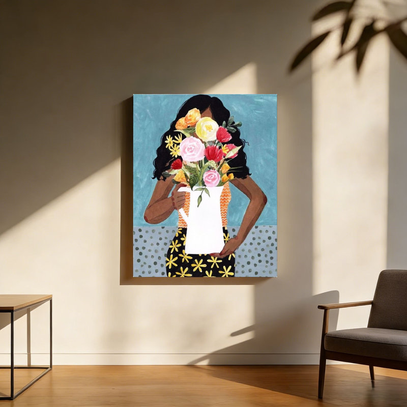 «Floral Bouquet Portrait», art mural encadré en bois à l'arrière 20 po x 30 po