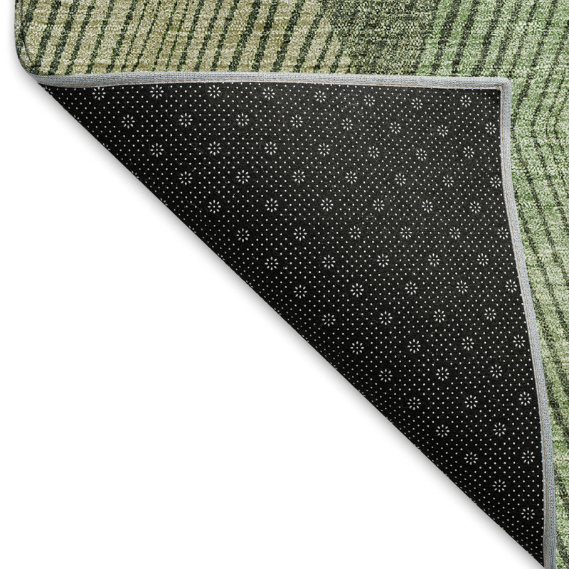 Premium Machine Washable Prisco Green Rug, Rectangle 9' x 12'