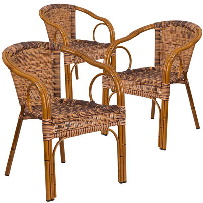 Nannie Rattan Restaurant Patio Chair with Bamboo-Aluminum Frame