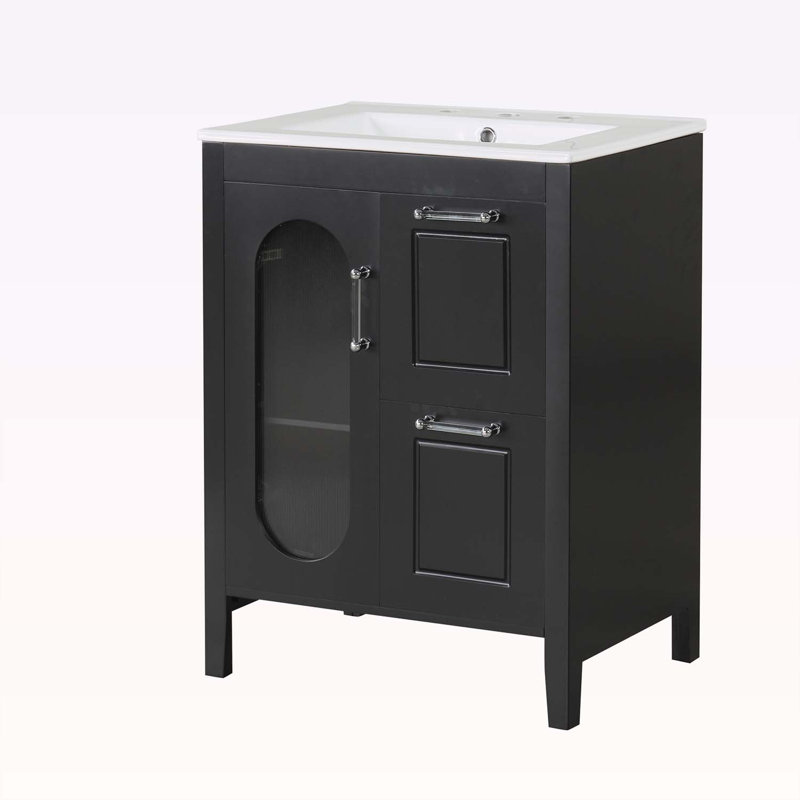 24" Bathroom Vanity with Sink, Black