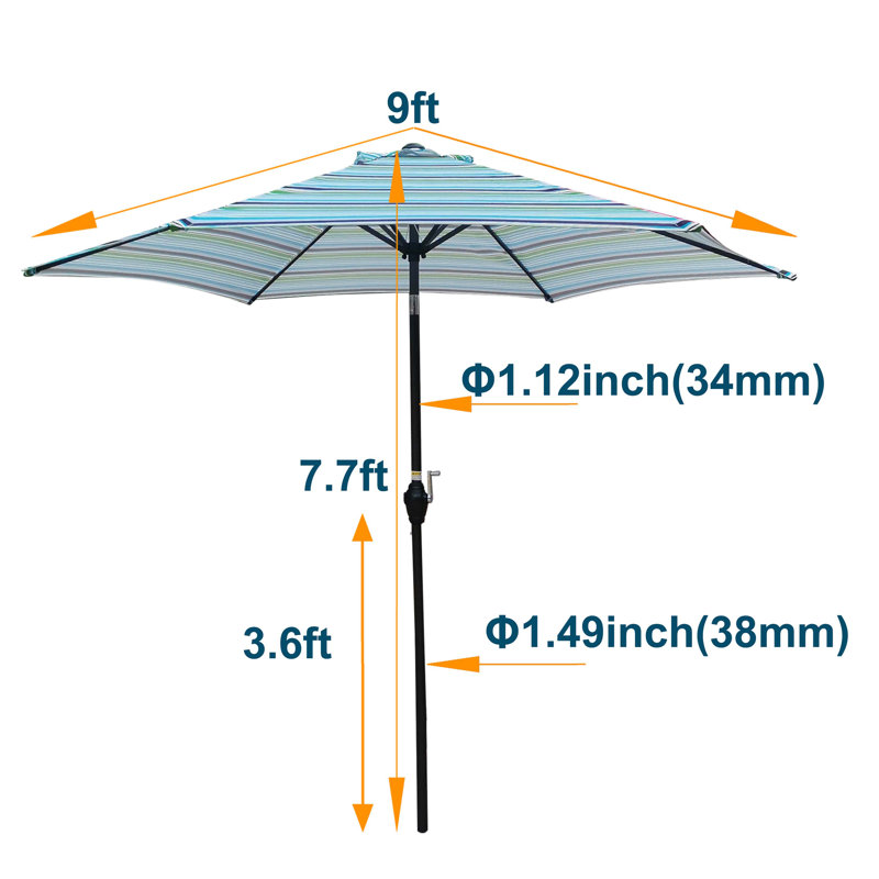 PARAPLUIE 9pi 9 rayures bleues