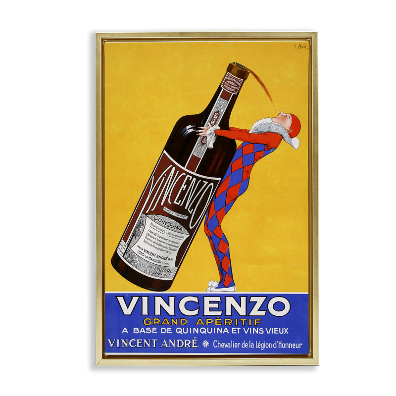 Cadre flottant rétro Vincenzo, conçu par Vintage Posters, H 31 po x l 21 po, Cadre flottant métallique doré