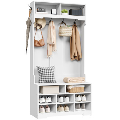 Farmhouse Hall Tree With Bench & Shoe Storage by Gracie Oaks