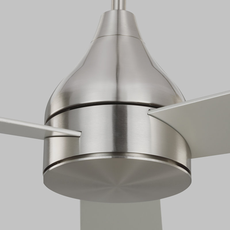 Smart LED Ceiling Fan, 60 inches, Brushed Steel with Silver/Walnut Reversible Blades