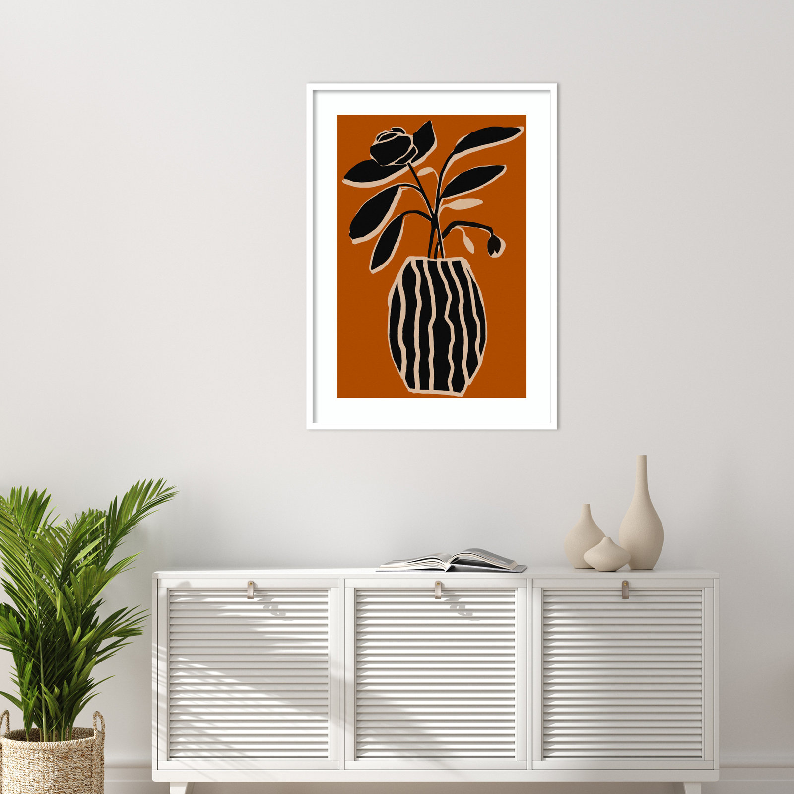 Ochre Still Life No 5 by Treechild, White Framed, 41" H x 30" W x 1" D