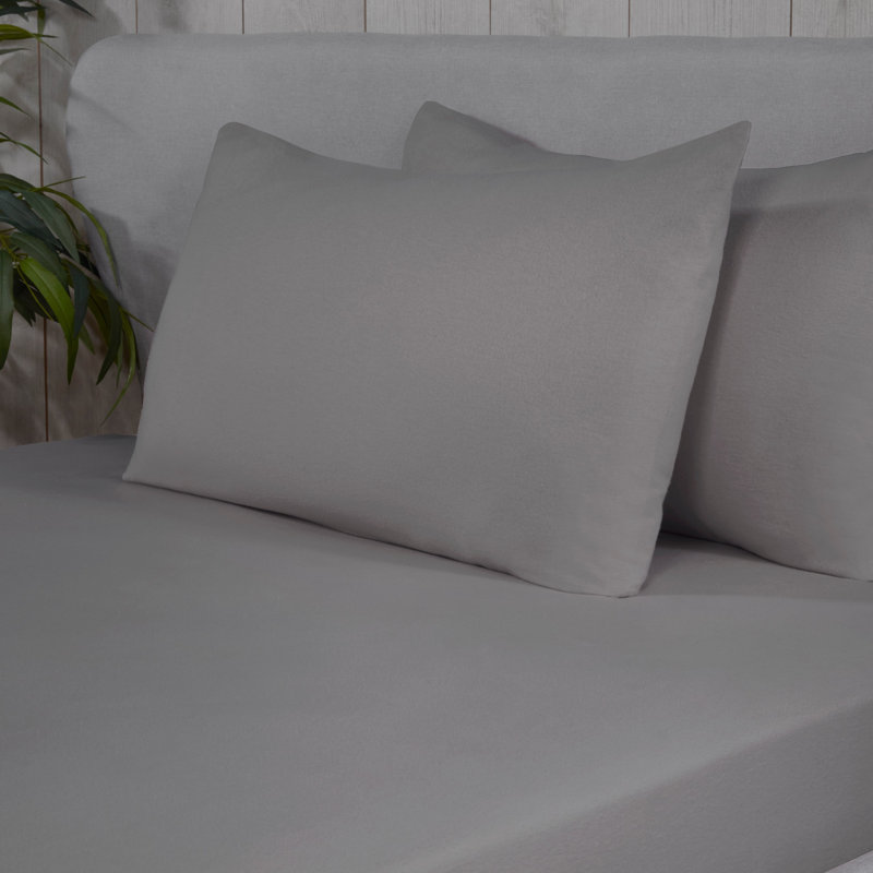 Felita Flannel Machine Woven Housewife Pillow Case, Silver