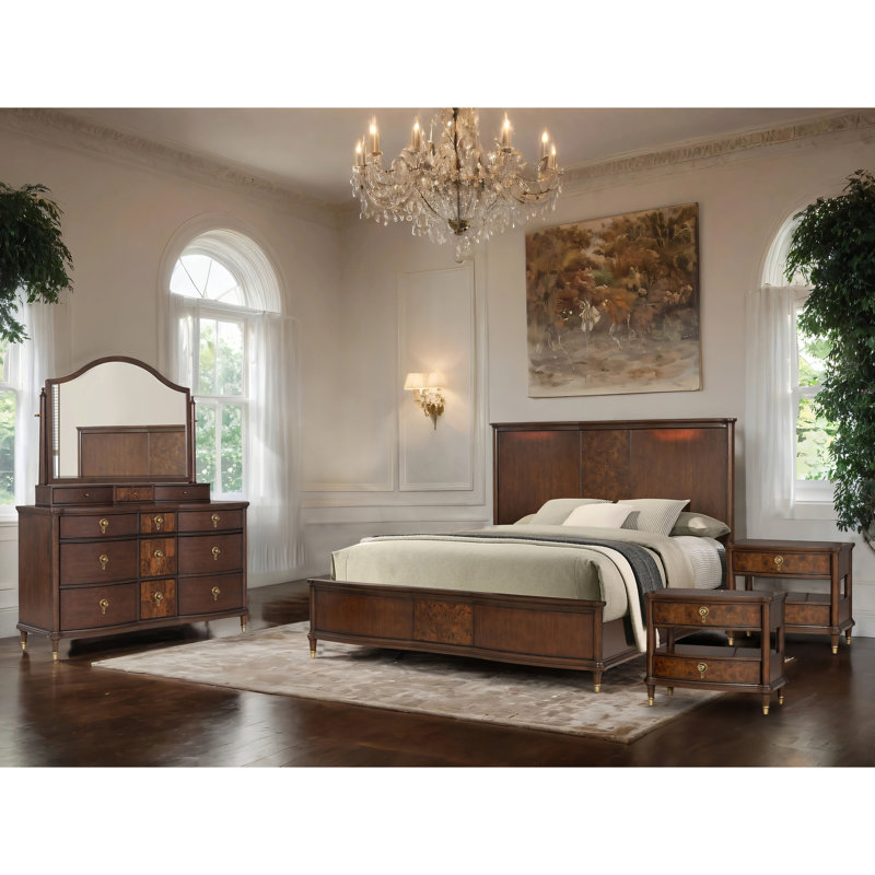 Ensemble de chambre à coucher en bois massif 5 pièces Penelope, Très grand