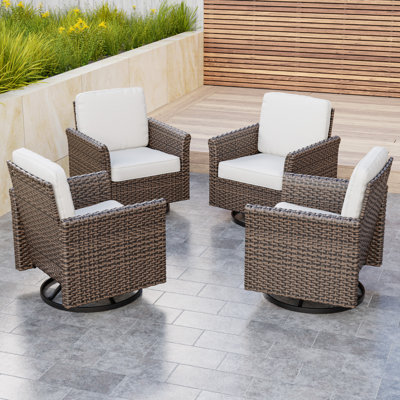 4 chaises de patio pivotantes et pivotantes avec coussins en oléfine
