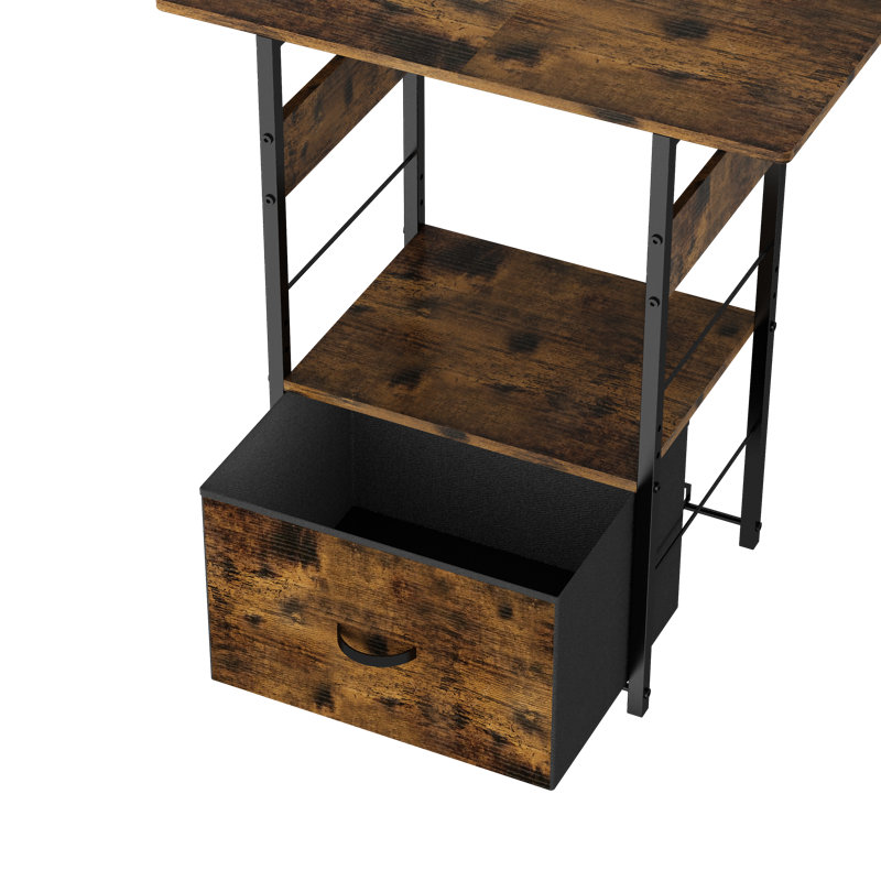 Table de chevet pour table de bout avec 1 tiroir et tablette ouverte en bois, brun