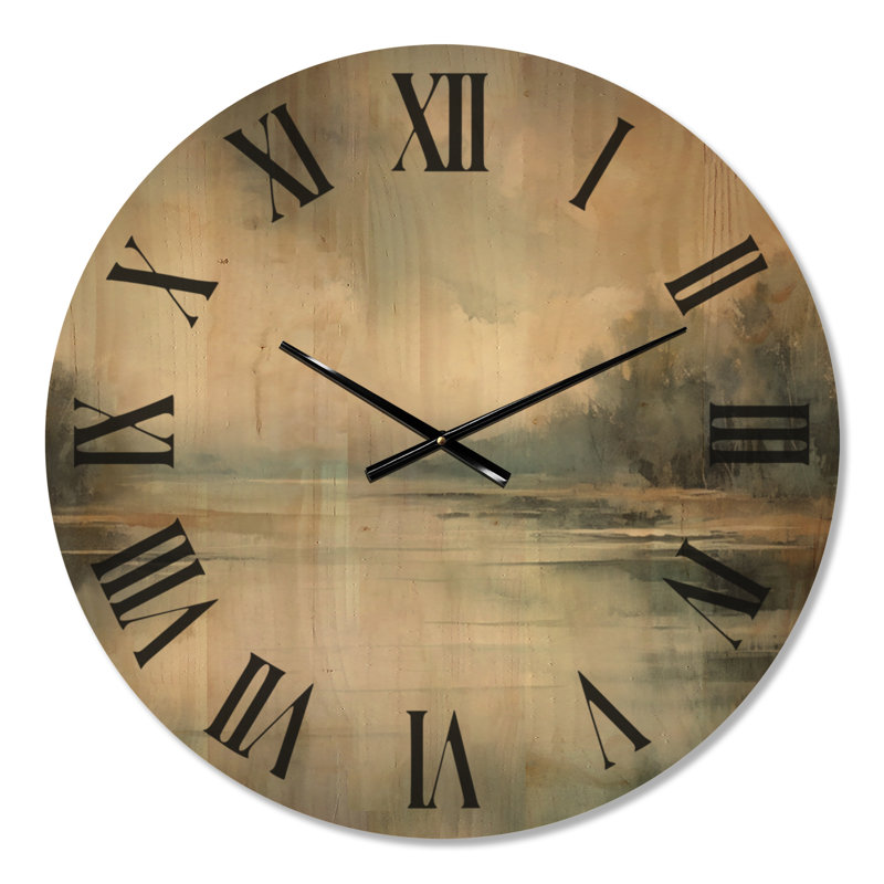 Horloge murale rétro Misty Lake Serenity, Medium