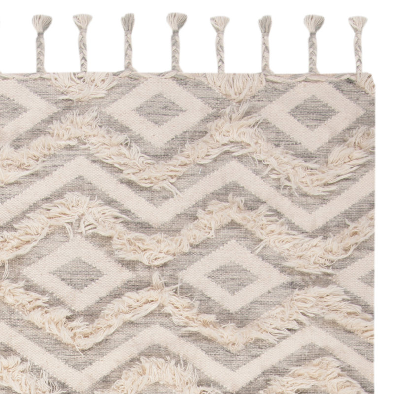 Tapis géométrique en laine / coton noué à la main Raeleigh, Rectangle 8 pi x 10 pi