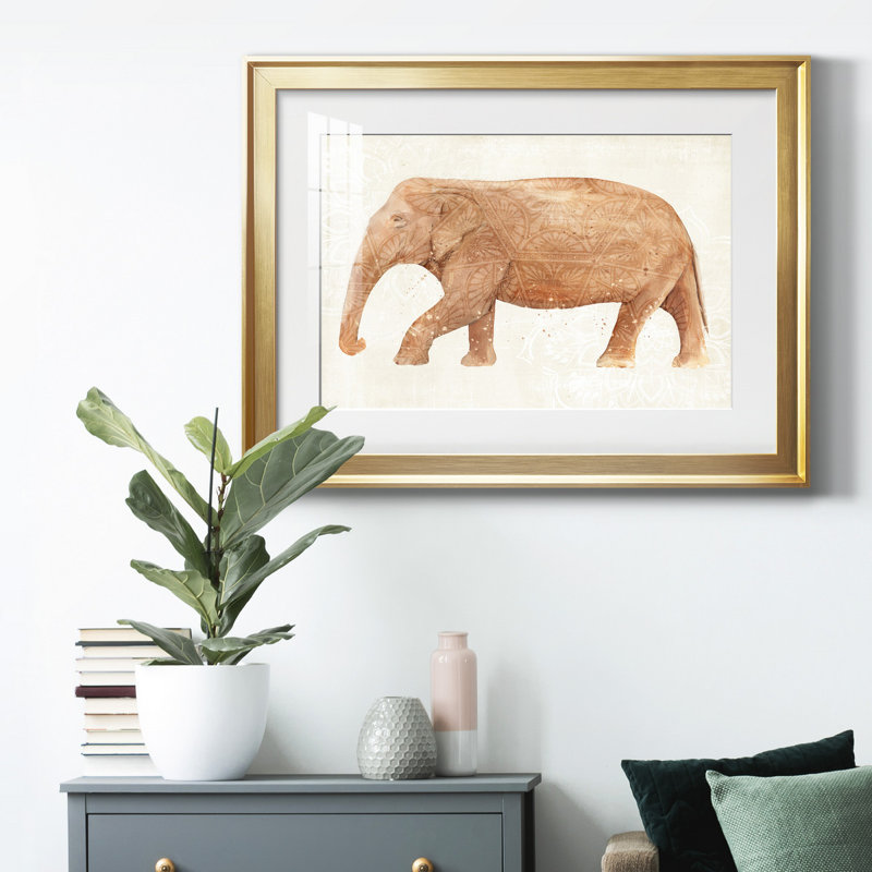 Éléphant sagesse II, reproduction encadrée de qualité supérieure - prête à être accrochée, H 30,5 po x l 42,5 po x P 1 po