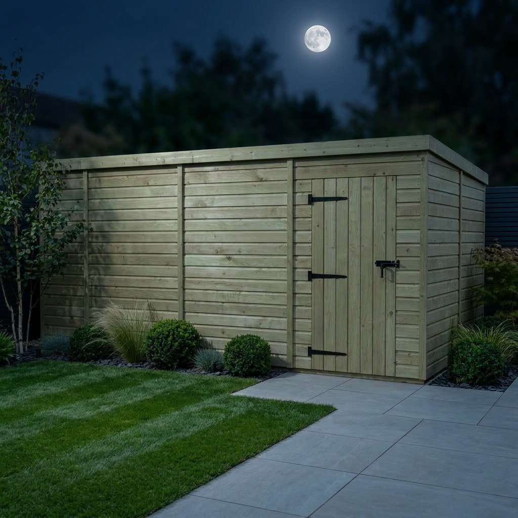 Total Sheds 15ft x 8ft Pent Garden Shed - Single Door - No Windows - Pressure Treated Timber - UK Manufactured