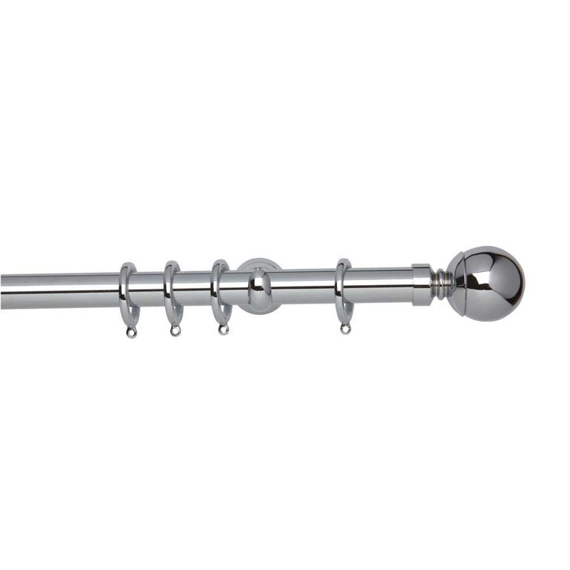 Single Curtain Pole, Chrome, 300cm W