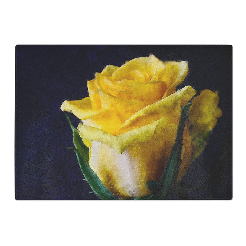 Yellow Rose Flower Vol.1 Painting Chopping Board, 0.4cm H x 28.5cm W x 39cm L