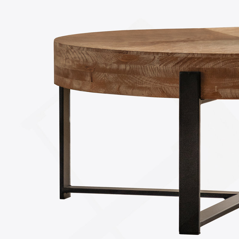 Table basse Briyan, H 13,38 po x L 31,29 po x l 31,29 po, Bois naturel, Noir