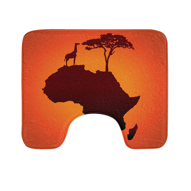  Tapis de salle de bain en forme de U africain 20 po x 16 po orange et brun