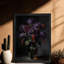 Reproduction d'art encadré noir et noir avec arrangement de roses maléfiques-1052834015