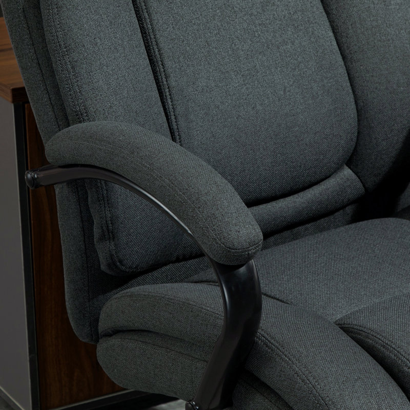 High Back Big And Tall Executive Office Chair 484lbs With Wide Seat, Computer Desk Chair With Linen Fabric, Adjustable Height, Swivel Wheels, Charcoal Grey