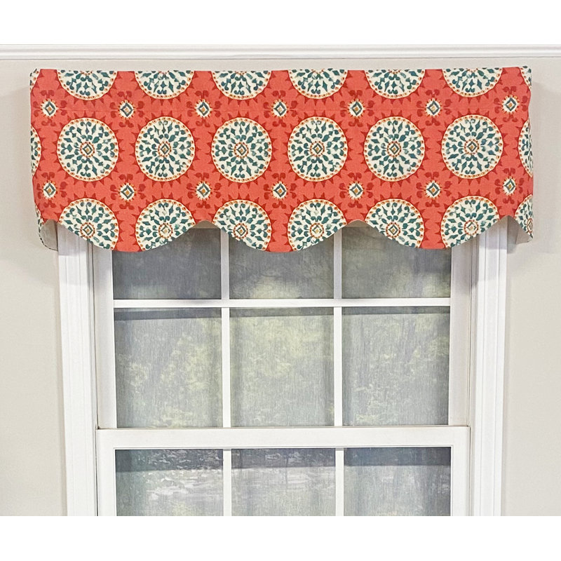 Disks Cotton Blend Geometric Scalloped Window Valance