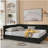 Queen Size Upholstered Tufted Bed Frame, Sofa Bed Frame with Comfortable Backrest and Armrests, Queen Size Bed for Bedroom, Living Room,Velvet, BLACK(85.5''*64.5''*30.5'')-910330204-910330274