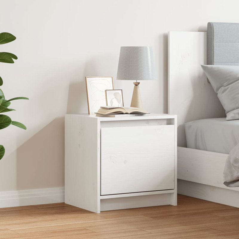 Granston 40 cm W Solid Wood Bedside Table, White, Set of 2