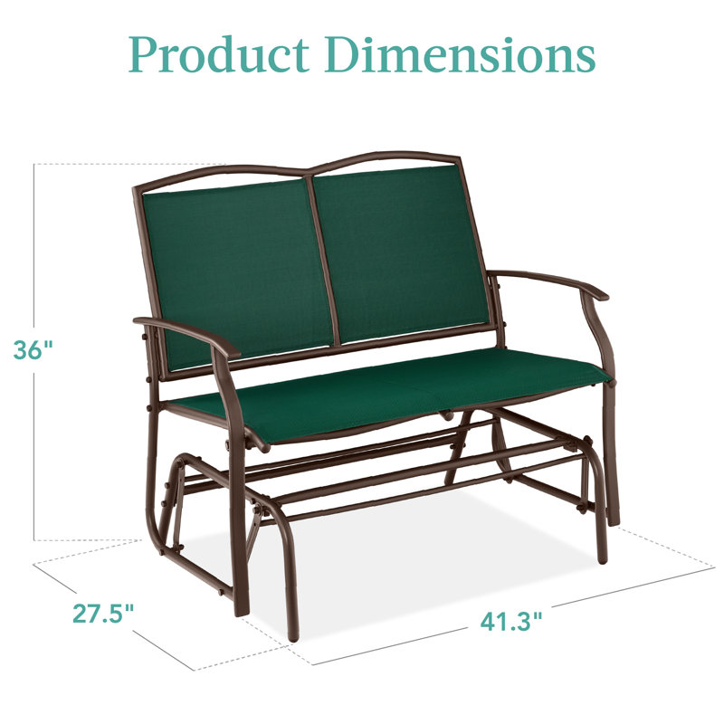 Fauteuil oscillant d'extérieur en métal Nethuki, Vert forêt / brun