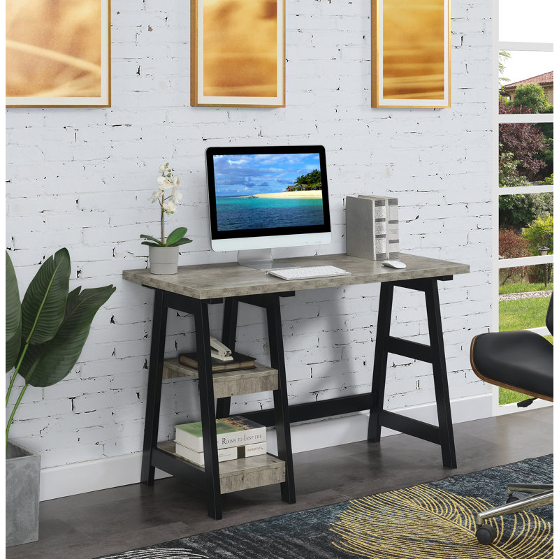 Bureau d'ordinateur réversible Saribek, Faux bouleau / noir