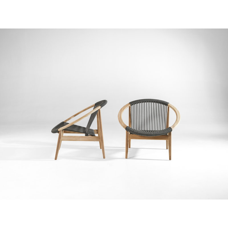 Frida Outdoor Lounge Chair, Black/Oak