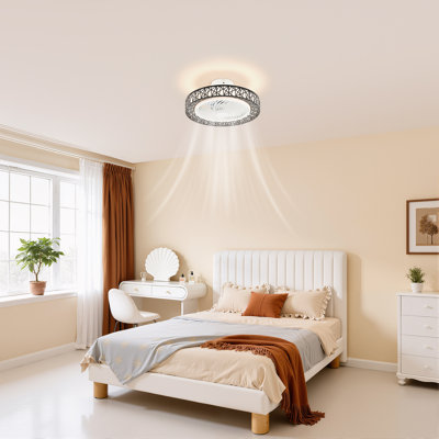 Ventilateur de plafond moderne 18,5 pouces avec télécommande Lustre à 6 vitesses réversible pour ventilateur de plafond 3 lumières DEL à abat-jour à température de couleur à 1/2/4 / 8H minuterie Cuivre pur moteur pour chambre à coucher, salle à manger, salon