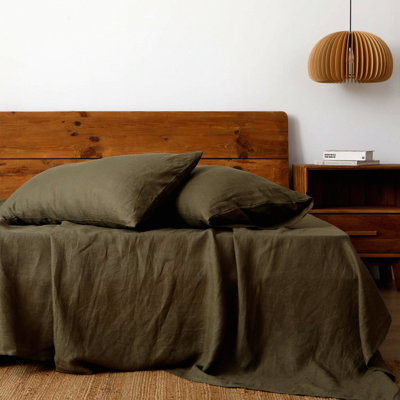 Breathable Flax Pillowcase Set - 100% Natural Linen, Durable Envelope Pillowcases - Queen Size, Washed Textured Bedding, Pack of 2