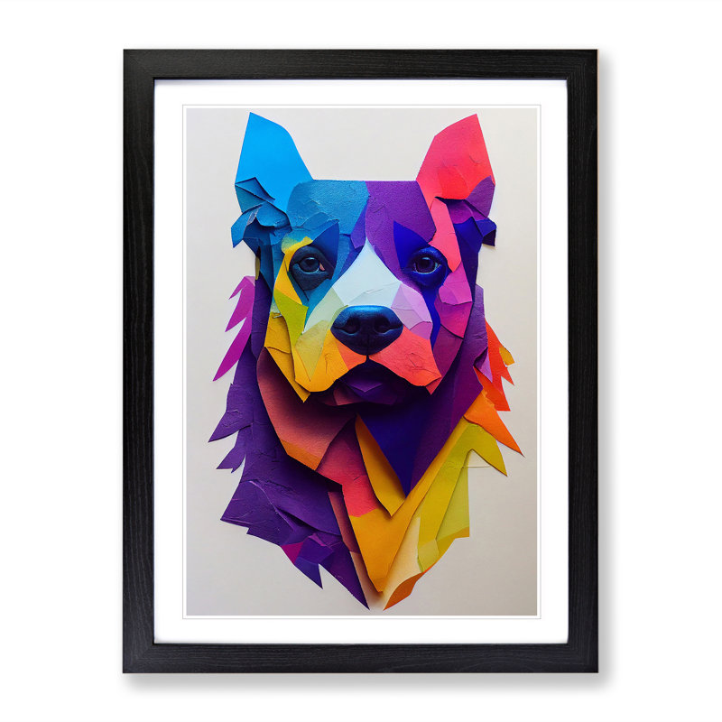 Paper Dog No.2 Abstract - Wall Art, Black Framed, 36cm H x 27cm W