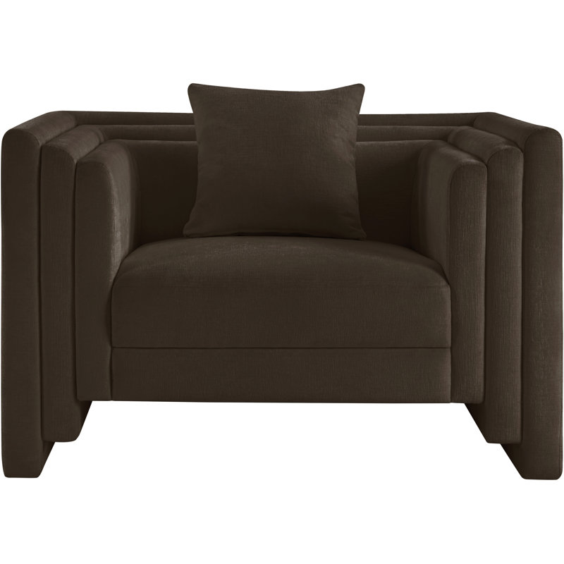 Everett Jalice Chenille Fabric Upholstered Chair, Brown Chenille Fabric